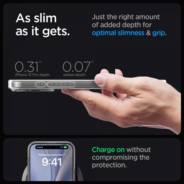 Spigen iPhone 15 Pro Deksel Ultra Hybrid Zero One MagFit Hvit