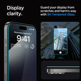 Spigen iPhone 15 Pro Skjermbeskytter GLAS.tR EZ Fit 2-pakning