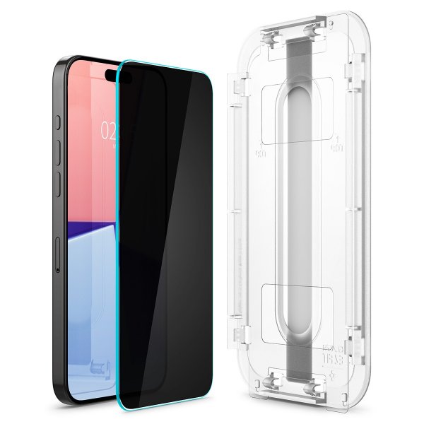 Spigen iPhone 15 Pro Skjermbeskytter GLAS.tR EZ Fit Privacy 2-pakning