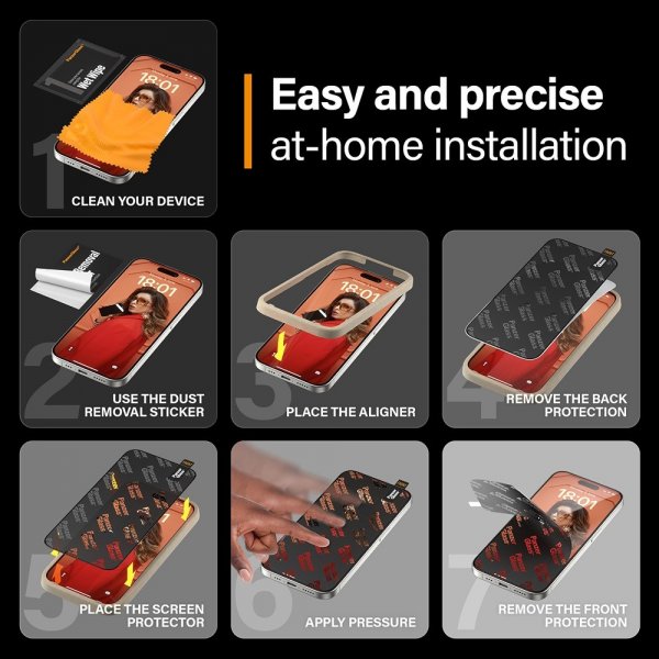 PanzerGlass iPhone 15 Pro Skjermbeskytter Ultra-Wide Fit EasyAligner