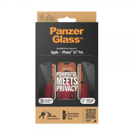 PanzerGlass iPhone 15 Pro Skjermbeskytter Ultra-Wide Fit Privacy EasyAligner