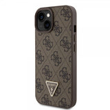 Guess iPhone 15 Deksel 4G Metal Triangle Strass Brun