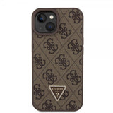 Guess iPhone 15 Deksel 4G Metal Triangle Strass Brun