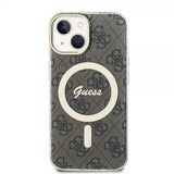 Guess iPhone 15 Deksel 4G Pattern MagSafe Brun