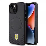Ferrari iPhone 15 Deksel Carbon PU Leather MagSafe Svart