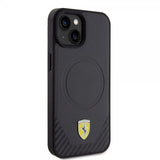 Ferrari iPhone 15 Deksel Carbon PU Leather MagSafe Svart
