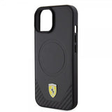Ferrari iPhone 15 Deksel Carbon PU Leather MagSafe Svart