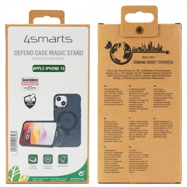 4smarts iPhone 15 Deksel Defend Etui Magic Stand MagSafe