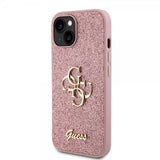 Guess iPhone 15 Deksel Fixed Glitter Rosa