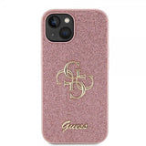 Guess iPhone 15 Deksel Fixed Glitter Rosa