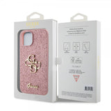 Guess iPhone 15 Deksel Fixed Glitter Rosa
