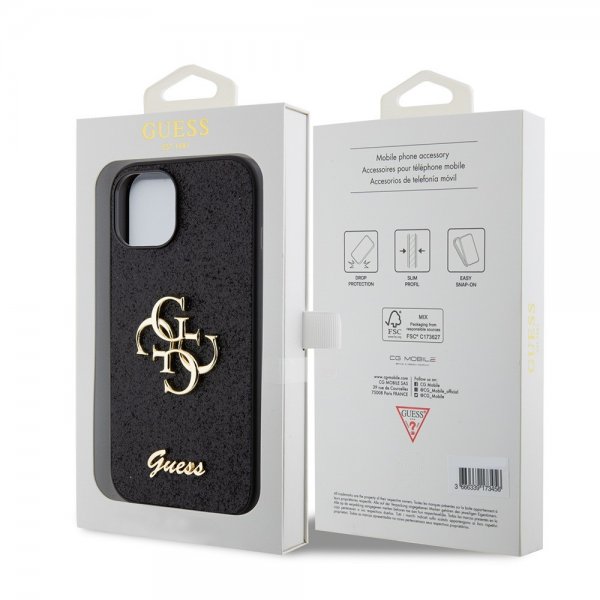 Guess iPhone 15 Deksel Fixed Glitter Svart