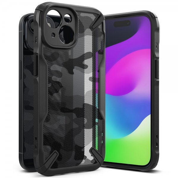 Ringke iPhone 15 Deksel Fusion X Design Camo Black