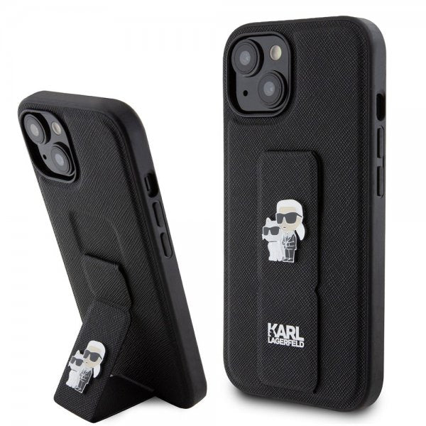 Karl Lagerfeld iPhone 15 Deksel Grip Stand Function Svart
