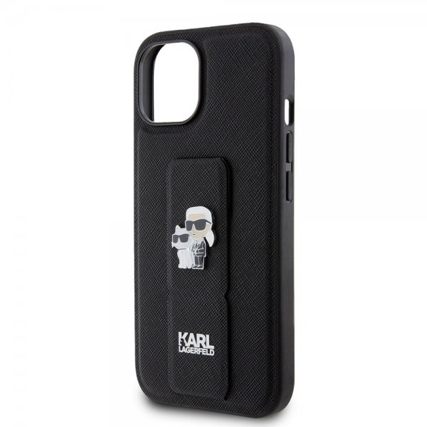 Karl Lagerfeld iPhone 15 Deksel Grip Stand Function Svart