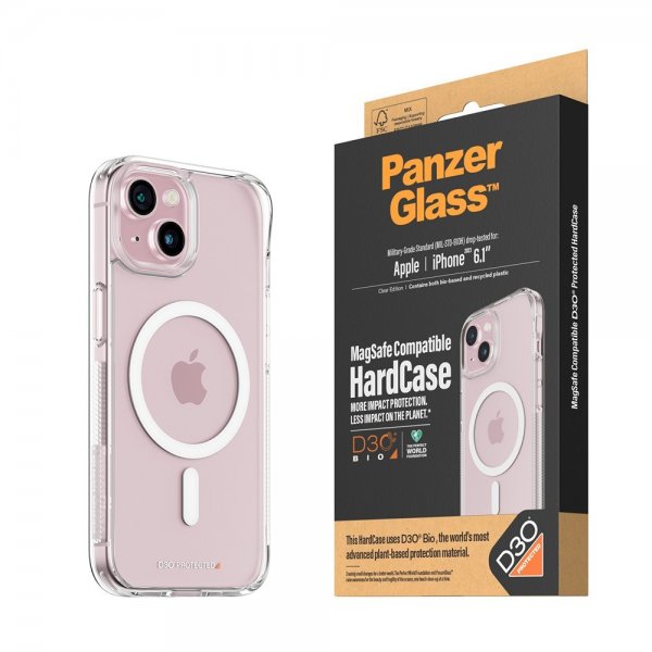 PanzerGlass iPhone 15 Deksel HardCase MagSafe D3O Transparent