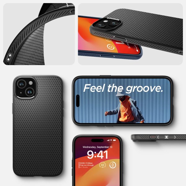 Spigen iPhone 15 Deksel Liquid Air Matte Black