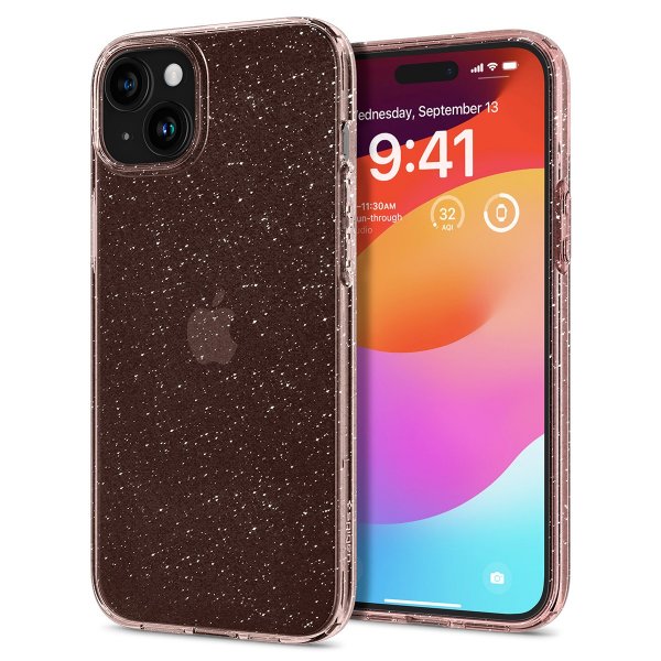 Spigen iPhone 15 Deksel Liquid Crystal Glitter Rose Quartz