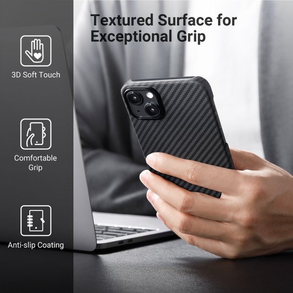 Pitaka iPhone 15 Deksel MagEZ Case 4 Black/Grey Twill