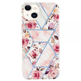 iPhone 15 Deksel Marmormønster Rosor Rosa