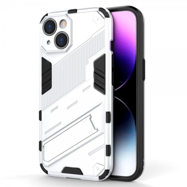 iPhone 15 Deksel med Stativ Hvit