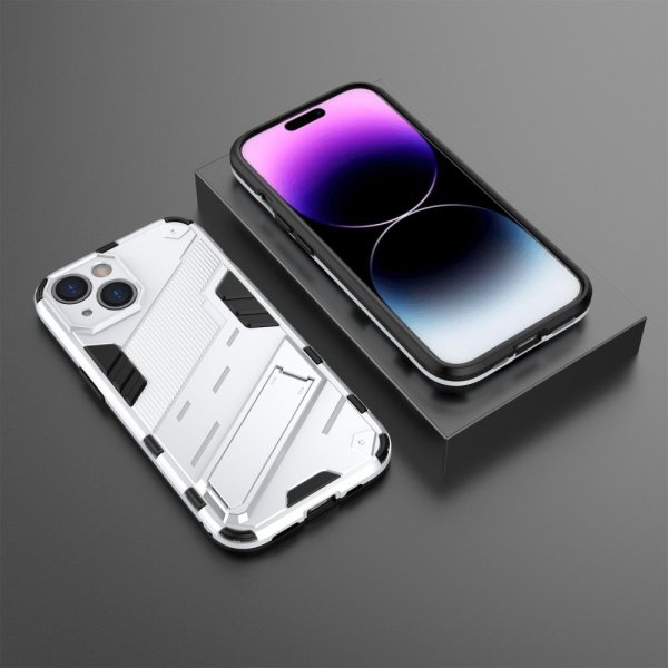 iPhone 15 Deksel med Stativ Hvit