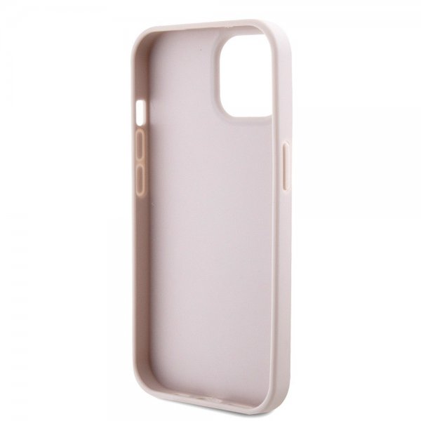 Guess iPhone 15 Deksel Metal Logo Strass Crossbody Strap Rosa
