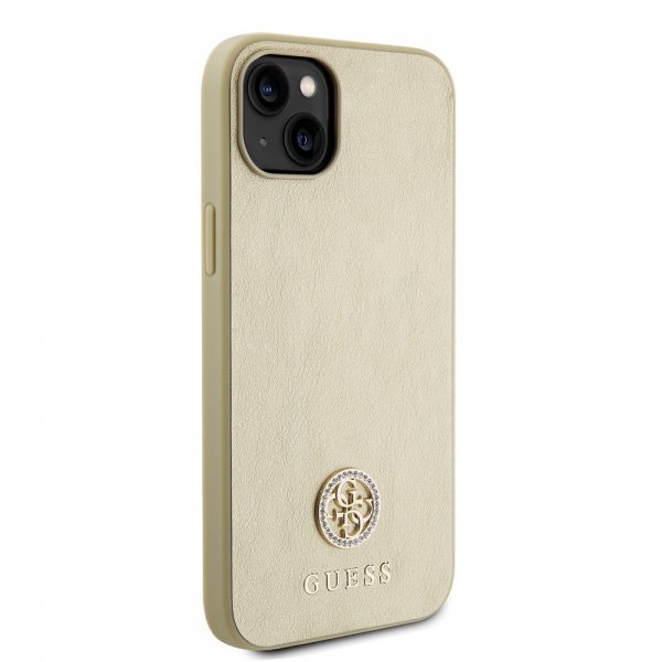 Guess iPhone 15 Deksel Metal Logo Strass Gull