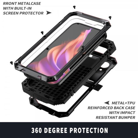 R-JUST iPhone 15 Deksel Metall Støtsikker Svart