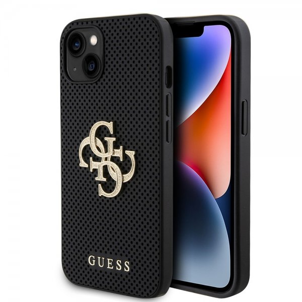 Guess iPhone 15 Deksel Perforated Glitter Svart