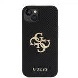 Guess iPhone 15 Deksel Perforated Glitter Svart