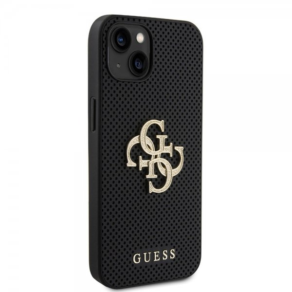 Guess iPhone 15 Deksel Perforated Glitter Svart