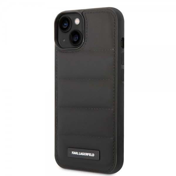 Karl Lagerfeld iPhone 15 Deksel Quilted Nylon Puffy Case Logo Plate Svart