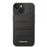 Karl Lagerfeld iPhone 15 Deksel Quilted Nylon Puffy Case Logo Plate Svart