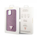 Guess iPhone 15 Deksel Rhinestone Lilla