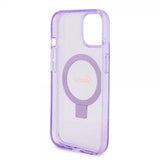 Guess iPhone 15 Deksel Ring Stand Glitter MagSafe Lilla