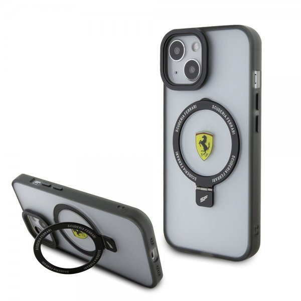 Ferrari iPhone 15 Deksel Ring Stand MagSafe Svart