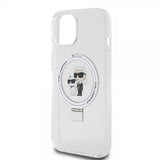Karl Lagerfeld iPhone 15 Deksel Ring Stand MagSafe Hvit