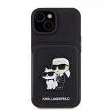 Karl Lagerfeld iPhone 15 Deksel Saffiano Card Slots & Stand Svart