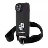 Karl Lagerfeld iPhone 15 Deksel Saffiano Karl & Choupette Crossbody Svart