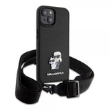 Karl Lagerfeld iPhone 15 Deksel Saffiano Karl & Choupette Crossbody Svart