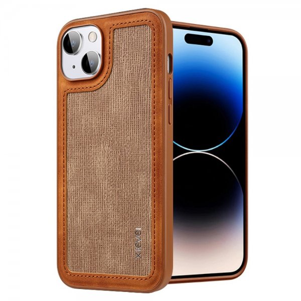 X-Level iPhone 15 Deksel Linjeskjøting Brun