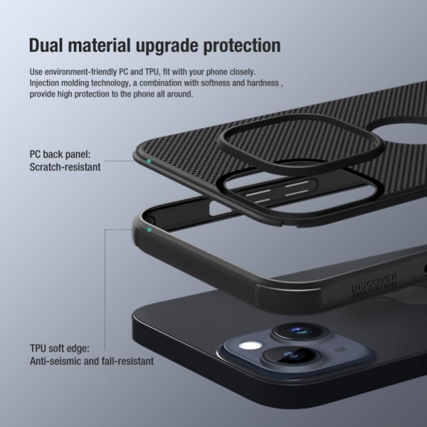 Nillkin iPhone 15 Deksel Super Frosted Shield Pro Logo Hole Svart
