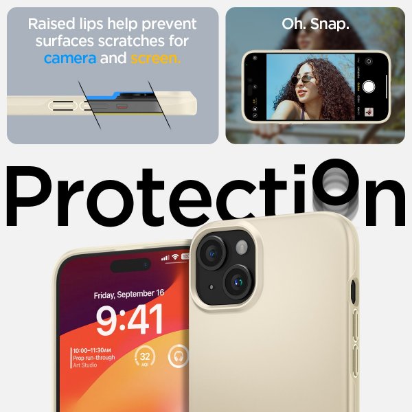 Spigen iPhone 15 Deksel Thin Fit Mute Beige
