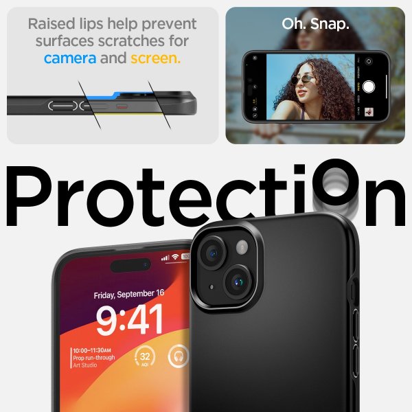 Spigen iPhone 15 Deksel Thin Fit Svart