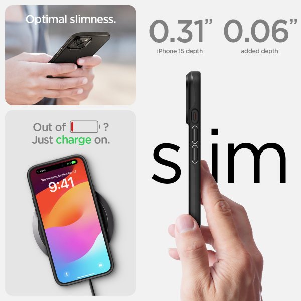 Spigen iPhone 15 Deksel Thin Fit Svart