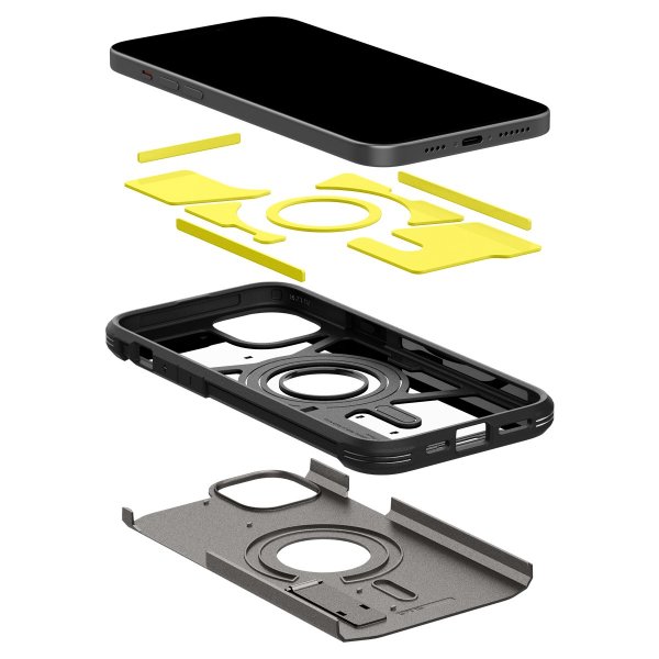 Spigen iPhone 15 Deksel Tough Armor MagFit Gunmetal