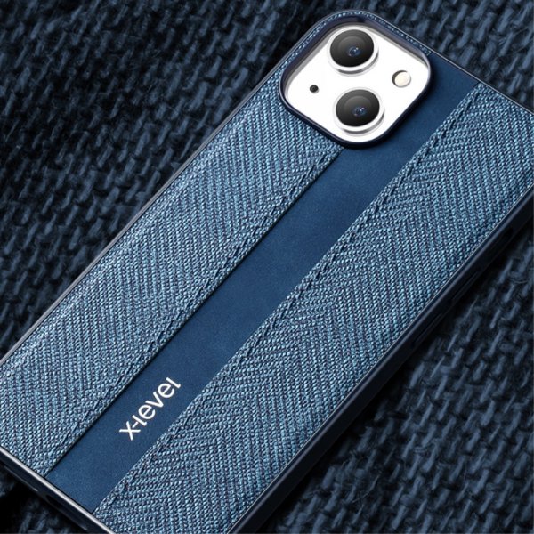 X-Level iPhone 15 Deksel Stofftekstur Blå