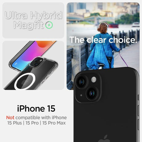 Spigen iPhone 15 Deksel Ultra Hybrid MagFit Hvit