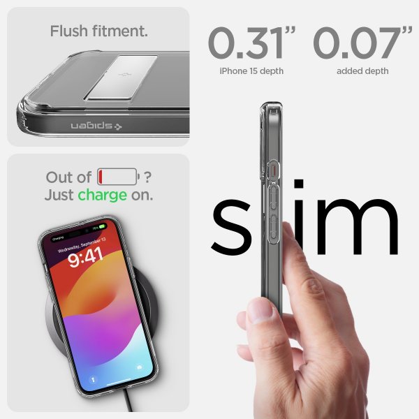 Spigen iPhone 15 Deksel Ultra Hybrid S MagFit Crystal Clear